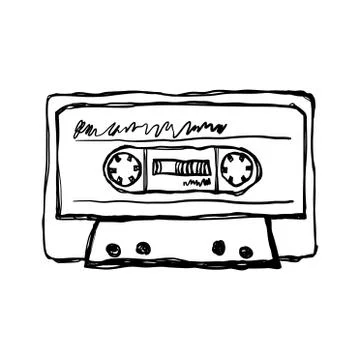 Hand drawn vector grunge old audio cassette Stock Illustration