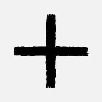 Hand drawn Vector grunge plus sign Stock Illustration