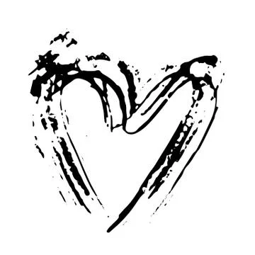 Hand drawn vector heart. Dry brush ink illustration. Grunge rough texture Stock Illustration