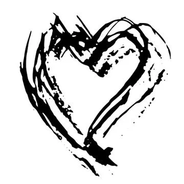 Hand drawn vector heart. Dry brush ink illustration. Grunge rough texture Stock Illustration