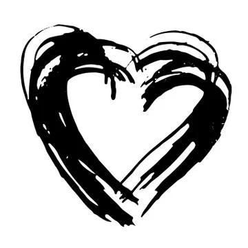 Hand drawn vector heart. Dry brush ink illustration. Grunge rough texture 库存插图