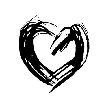 Hand drawn vector heart. Dry brush ink illustration. Grunge rough texture イラスト素材