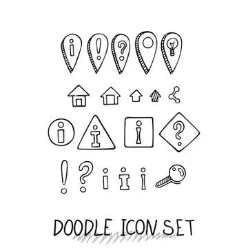 Hand drawn vector icons set website development doodles elements. Illustrazione stock