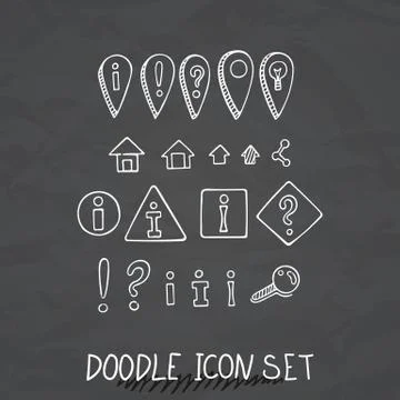 Hand drawn vector icons set website development doodles elements. Stock Illustration