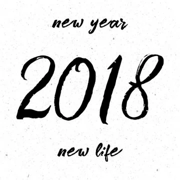 Hand drawn vector illustration of the 2018 year Stock Illustration