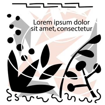 Hand drawn vector illustration . Abstract floral and geometric paper elements Stock Illustration