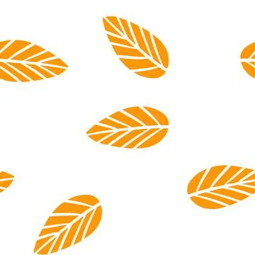 Hand drawn vector illustration of abstract style orange tropical leaf on whit Stock Illustration