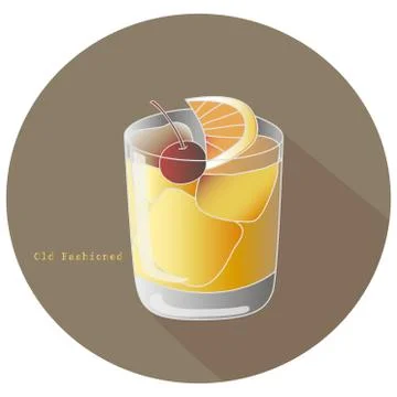 Hand drawn vector illustration of alcohol whiskey or brandy cocktail Stock Illustration