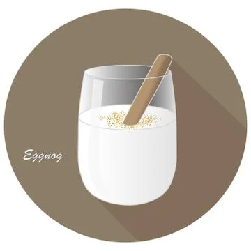 Hand drawn vector illustration of alcohol Eggnog with a cinnamon stick Stock Illustration
