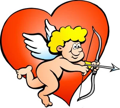 Hand-drawn vector illustration of an amor angel boy Stock Illustration