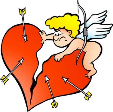 Hand-drawn vector illustration of an angry amor angel boy Stock Illustration