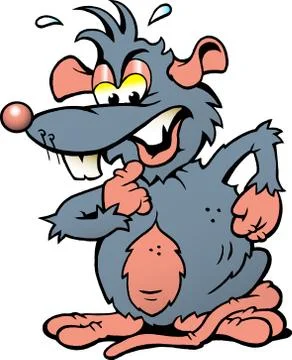 Hand-drawn vector illustration of an angry upset rat Stock Illustration