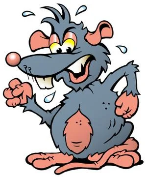 Hand-drawn vector illustration of an angry upset rat Stock Illustration