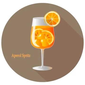 Hand drawn vector illustration of Aperol Spritz alcohol cocktail Stock Illustration