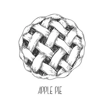 Hand drawn vector illustration of apple pie Stock Illustration