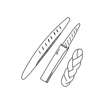 Hand drawn vector illustration of assorted bread French baguette, breaded loaf Illustrazione stock