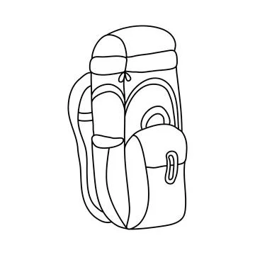 Hand drawn vector illustration of a backpack in doodle style 스톡 일러스트