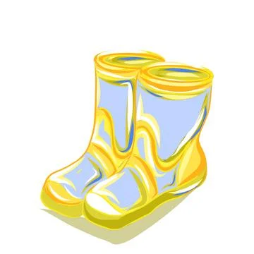 Hand-drawn vector illustration of bad weather, umbrella, puddles, and clouds 스톡 일러스트