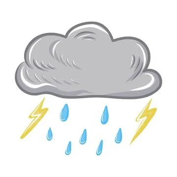 Hand-drawn vector illustration of bad weather, umbrella, puddles, and clouds 스톡 일러스트