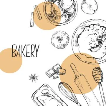 Hand drawn vector illustration of baking items Stock Illustration