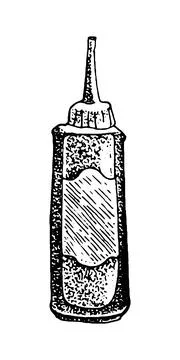 Hand drawn vector illustration of bbq sauce bottle. Illustrazione stock