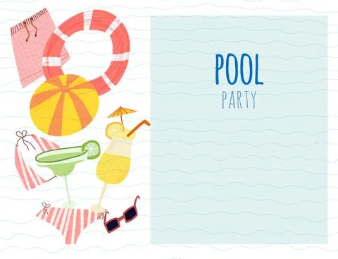 Hand drawn vector illustration for beach, nautical sea theme. Design template Stock Illustration