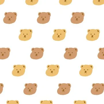 Hand drawn vector illustration of bear pattern in cartoon style. 스톡 일러스트