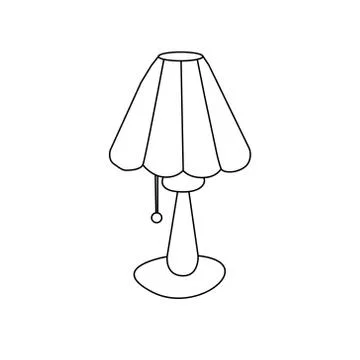 A hand drawn vector illustration of bedside table lamp, symbol of home Stock Illustration