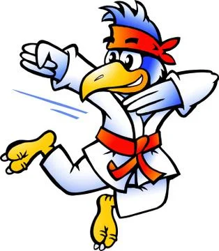 Hand-drawn vector illustration of an bird practices self-defense Stock Illustration