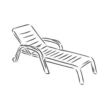 Hand drawn vector illustration in black ink on white background. A beach bed  イラスト素材
