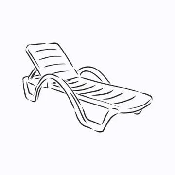 Hand drawn vector illustration in black ink on white background. A beach bed  Illustrazione stock