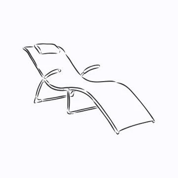 Hand drawn vector illustration in black ink on white background. A beach bed  Illustrazione stock