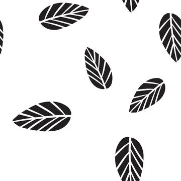 Hand drawn vector illustration of black abstract style tropical leaf on white Stock Illustration