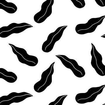 Hand drawn vector illustration of black leaf pattern on white background. イラスト素材