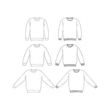 Hand drawn vector illustration of blank t-shirt long sleeve set. Knit jumper Illustrazione stock