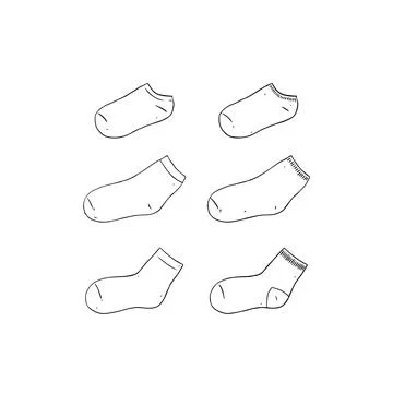 Hand drawn vector illustration of blank sock on white background. Stock Illustration