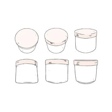 Hand drawn vector illustration of blank packaging pot. Plastic cosmetic jar Stock Illustration