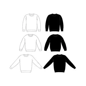 Hand drawn vector illustration of blank t-shirt long sleeve set. Knit jumper Illustrazione stock