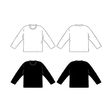 Hand drawn vector illustration of blank long sleeve t-shirts template. Stock Illustration