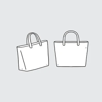 Hand drawn vector illustration of blank tote bag 스톡 일러스트