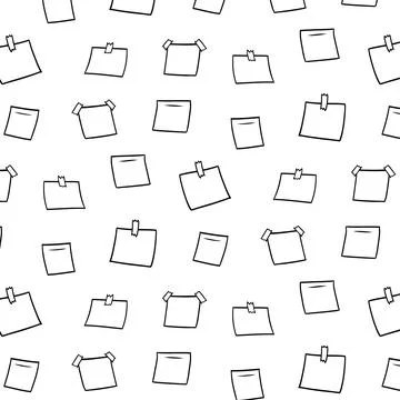 Hand drawn vector illustration of blank memo notes pattern. 스톡 일러스트