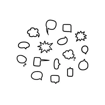 Hand drawn vector illustration of blank empty speech bubbles set Illustrazione stock