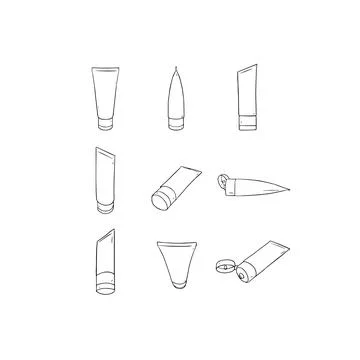 Hand drawn vector illustration of blank template packaging tube Иллюстрация