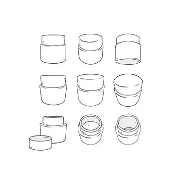Hand drawn vector illustration of blank template packaging pot Stock Illustration