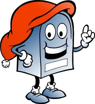 Hand-drawn vector illustration of an blue christmas mailbox Stock Illustration