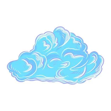 Hand drawn vector illustration of a blue cartoon cloud Stock Illustration