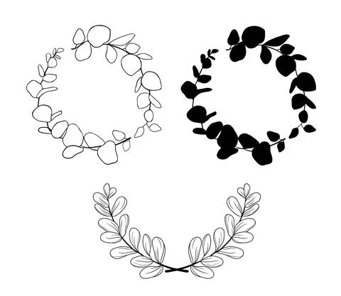 Hand drawn vector illustration. Botanical eucalyptus wreath with branches and Stock Illustration