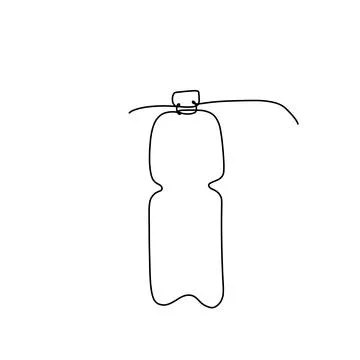 Hand drawn vector illustration of a bottle with mineral water in single line Stock Illustration