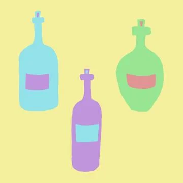Hand drawn vector illustration of bottles Stock Illustration