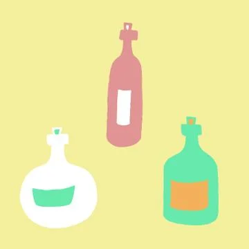 Hand drawn vector illustration of bottles Stock Illustration